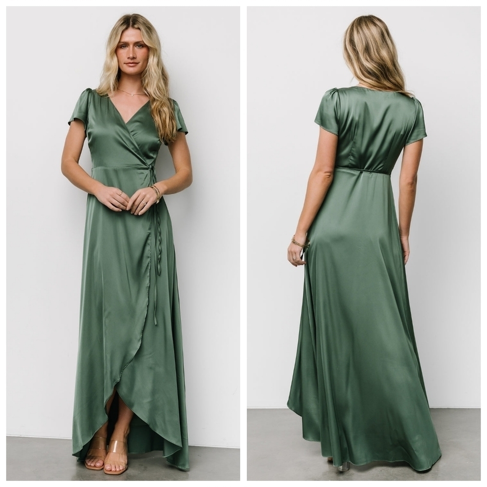 Baltic Born‎ Krystal Winter Green Satin Wrap Dress